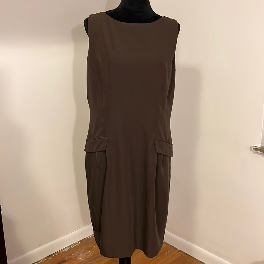 JAX Chocolate Sleeveless Lined Dress. Size 14